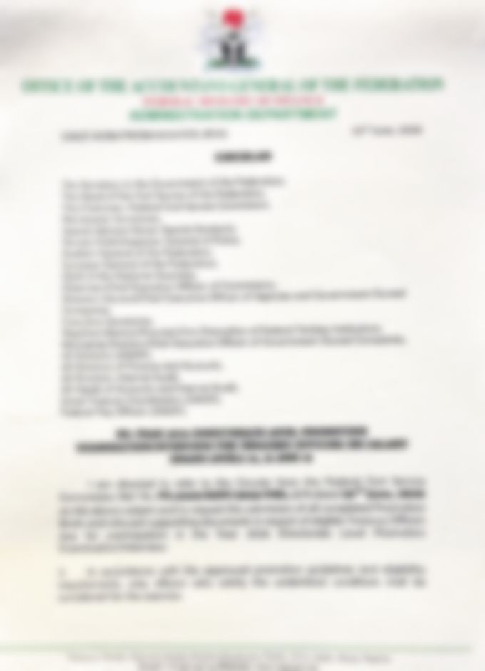 A circular from the Office of the Accountant-General of the Federation.